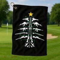 Guns Christmas Tree Xmas Veteran Golf Towel thumb 1