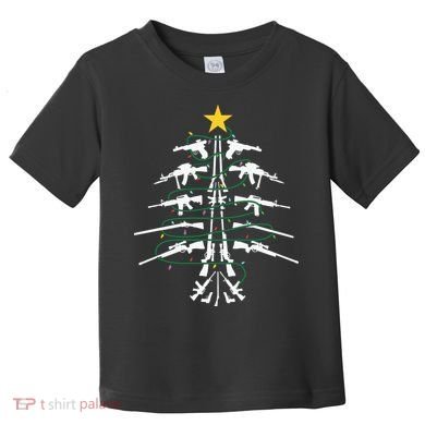 Guns Christmas Tree Xmas Veteran Toddler T-Shirt
