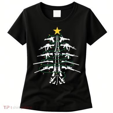 Guns Christmas Tree Xmas Veteran Women's T-Shirt