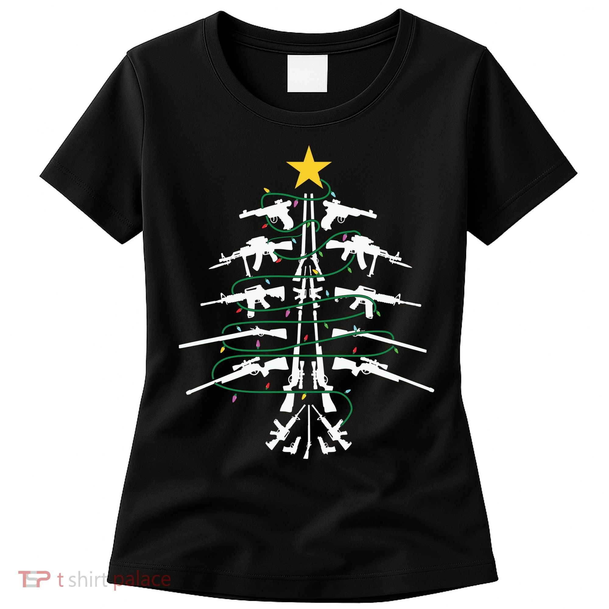 Guns Christmas Tree Xmas Veteran Women's T-Shirt