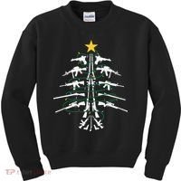 Guns Christmas Tree Xmas Veteran Kids Sweatshirt thumb 0
