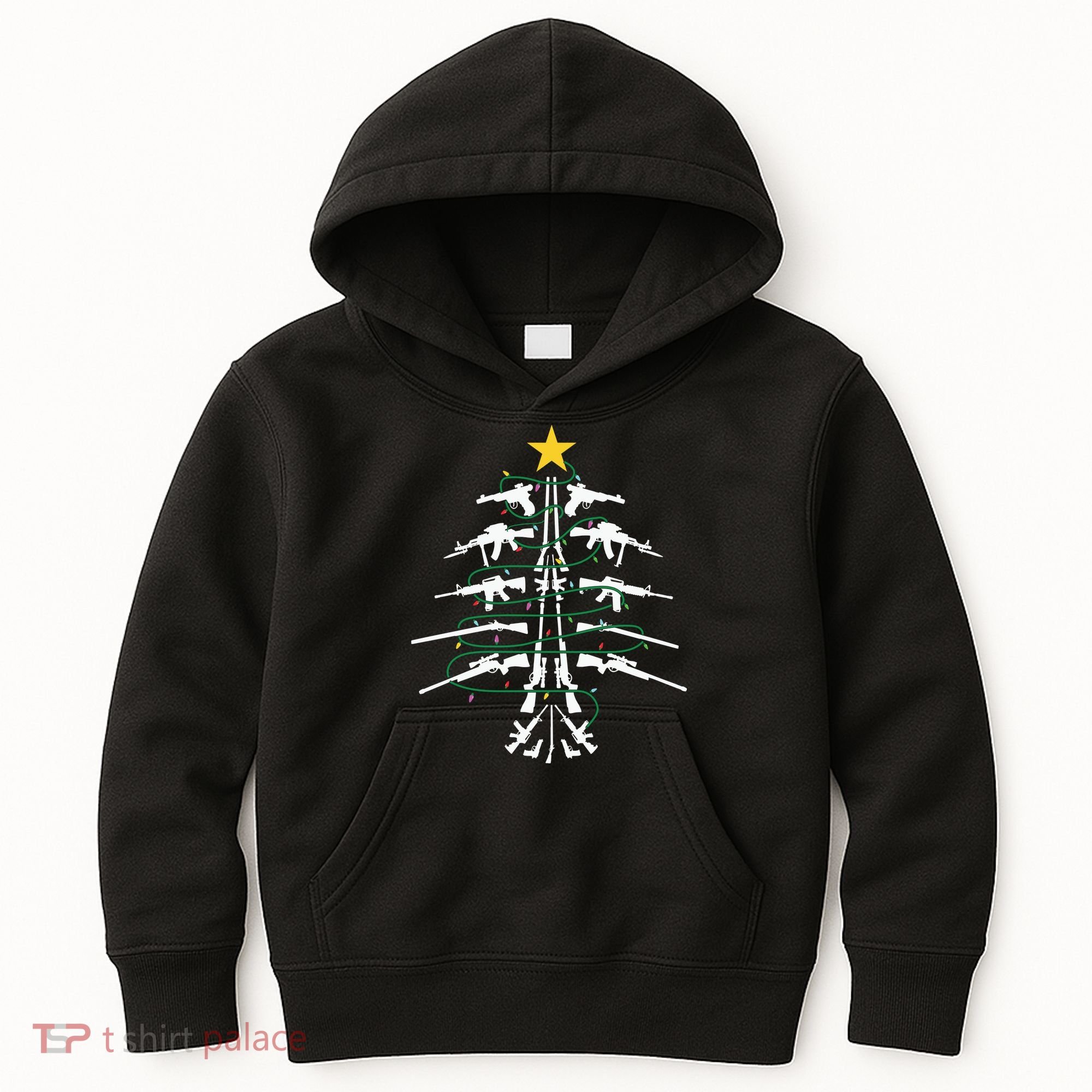 Guns Christmas Tree Xmas Veteran Kids Hoodie