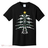 Guns Christmas Tree Xmas Veteran Kids T-Shirt thumb 0