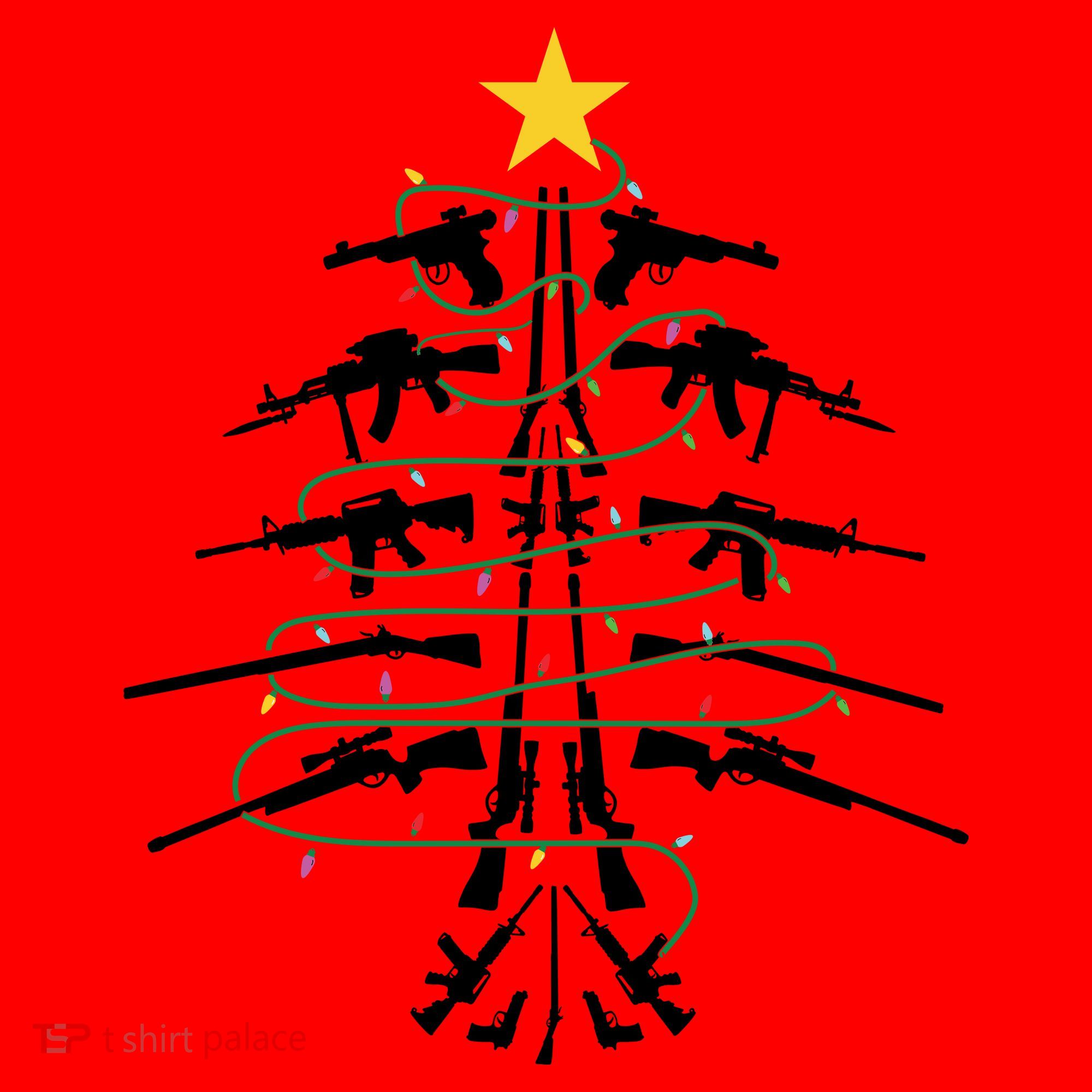 Guns Christmas Tree Xmas Veteran Santa Hat