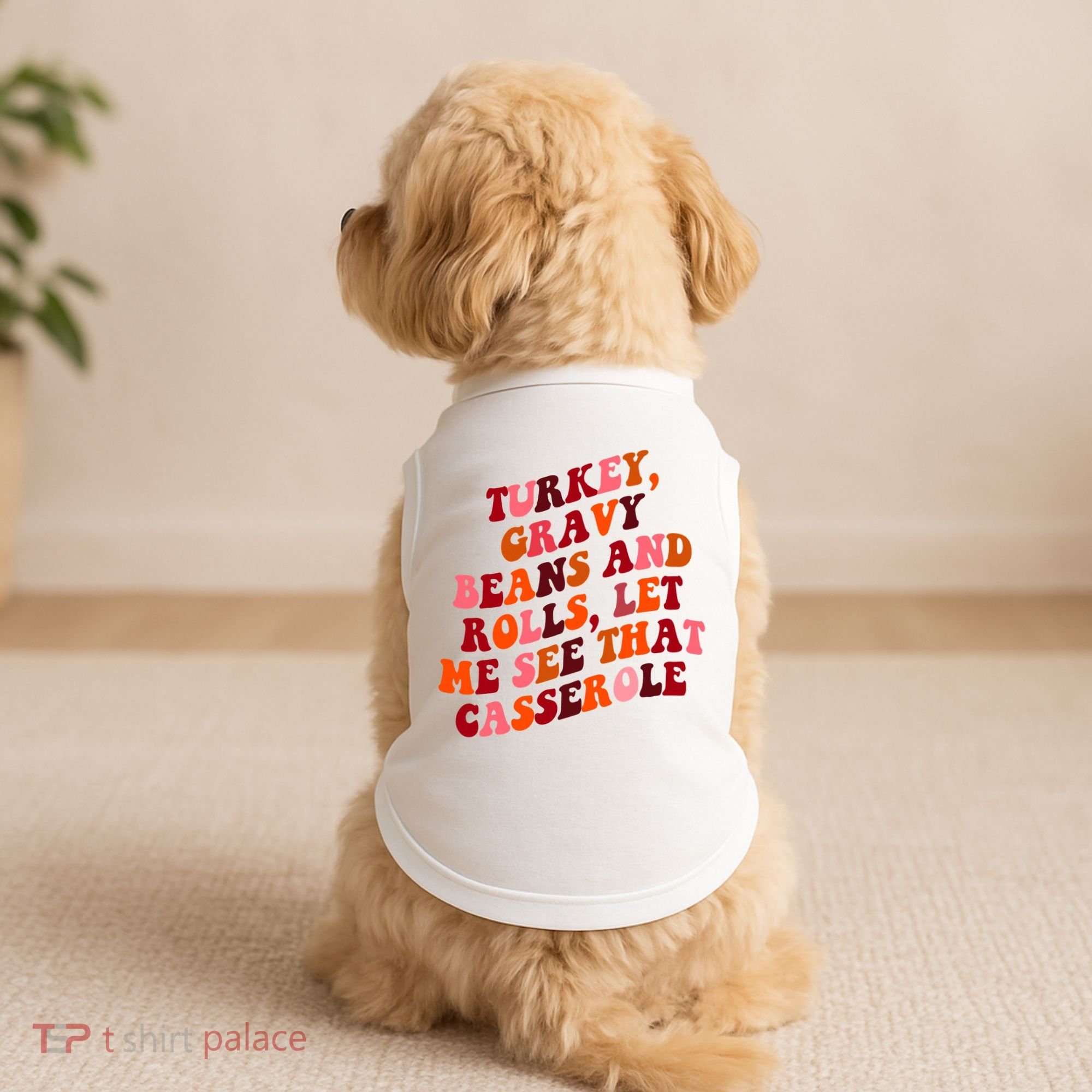 Groovy Cute Turkey Gravy Beans And Roll Thanksgiving Doggie Tank