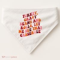 Groovy Cute Turkey Gravy Beans And Roll Thanksgiving USA-Made Doggie Bandana thumb 0