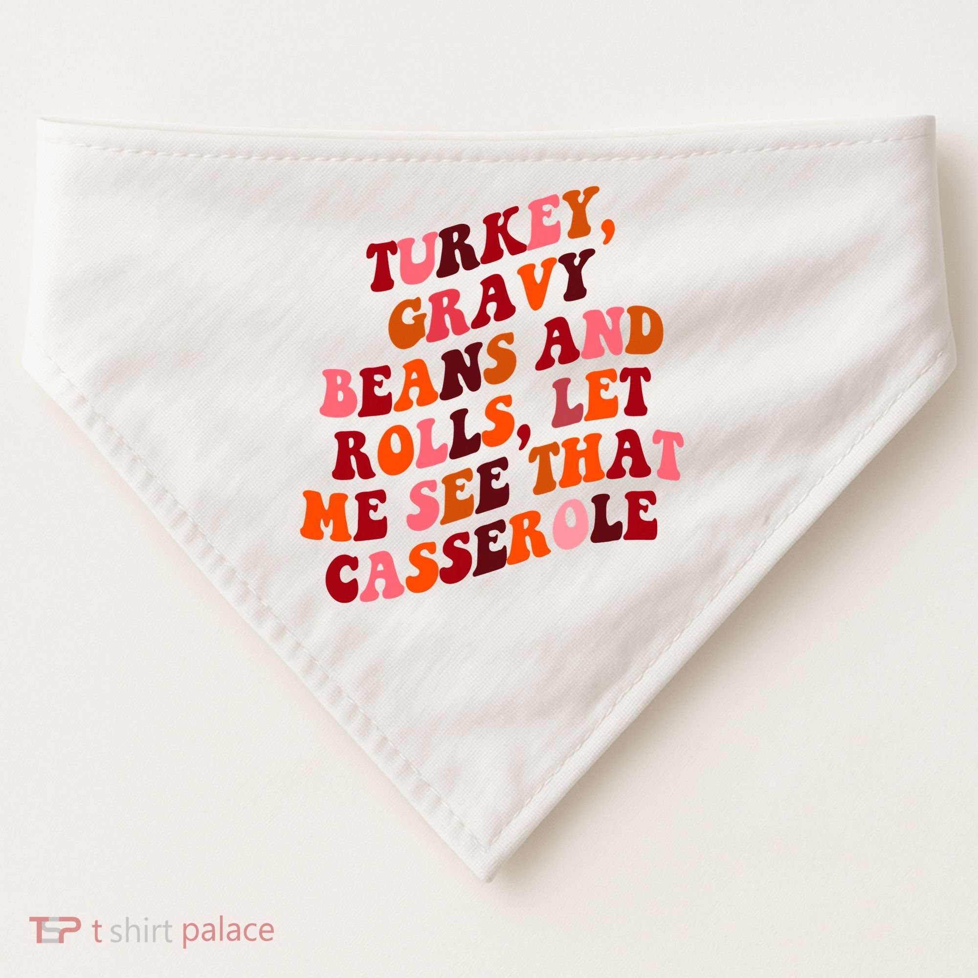 Groovy Cute Turkey Gravy Beans And Roll Thanksgiving USA-Made Doggie Bandana