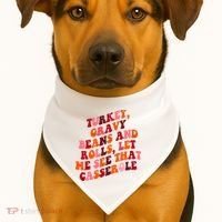 Groovy Cute Turkey Gravy Beans And Roll Thanksgiving USA-Made Doggie Bandana thumb 1