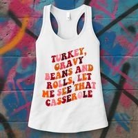 Groovy Cute Turkey Gravy Beans And Roll Thanksgiving Women's Tank Top thumb 3