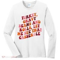 Groovy Cute Turkey Gravy Beans And Roll Thanksgiving Women's Long Sleeve Shirt thumb 0