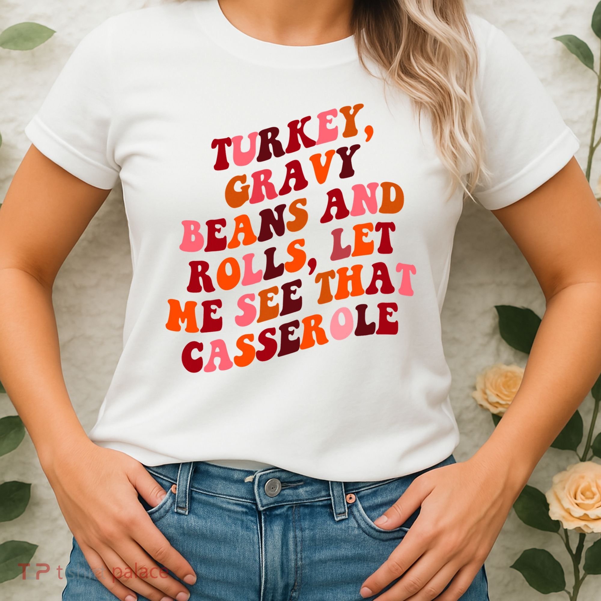 Groovy Cute Turkey Gravy Beans And Roll Thanksgiving Women's T-Shirt