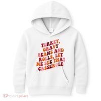 Groovy Cute Turkey Gravy Beans And Roll Thanksgiving Kids Hoodie thumb 0