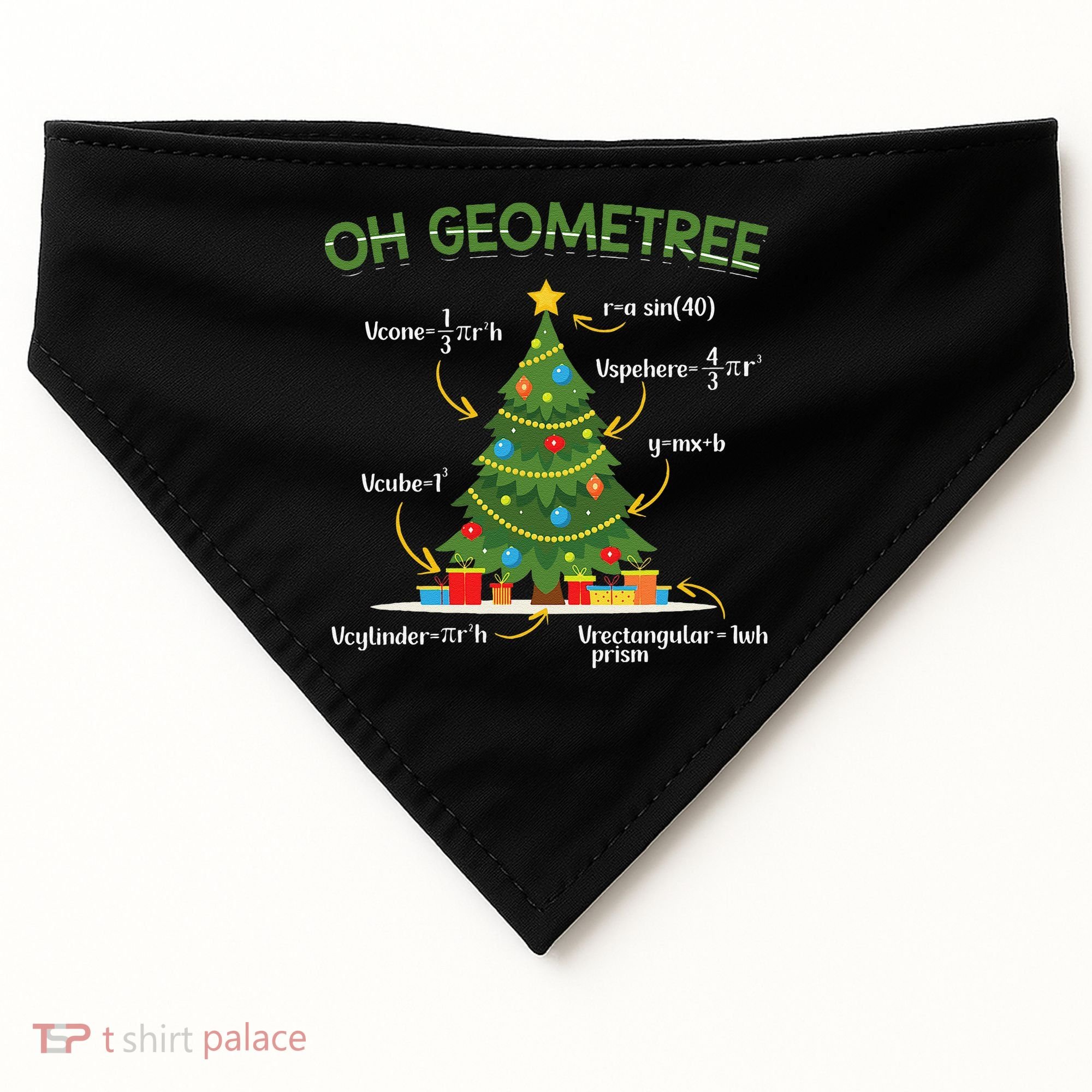 Geometree Christmas Tree Math Lover Mathematician Christmas USA-Made Doggie Bandana