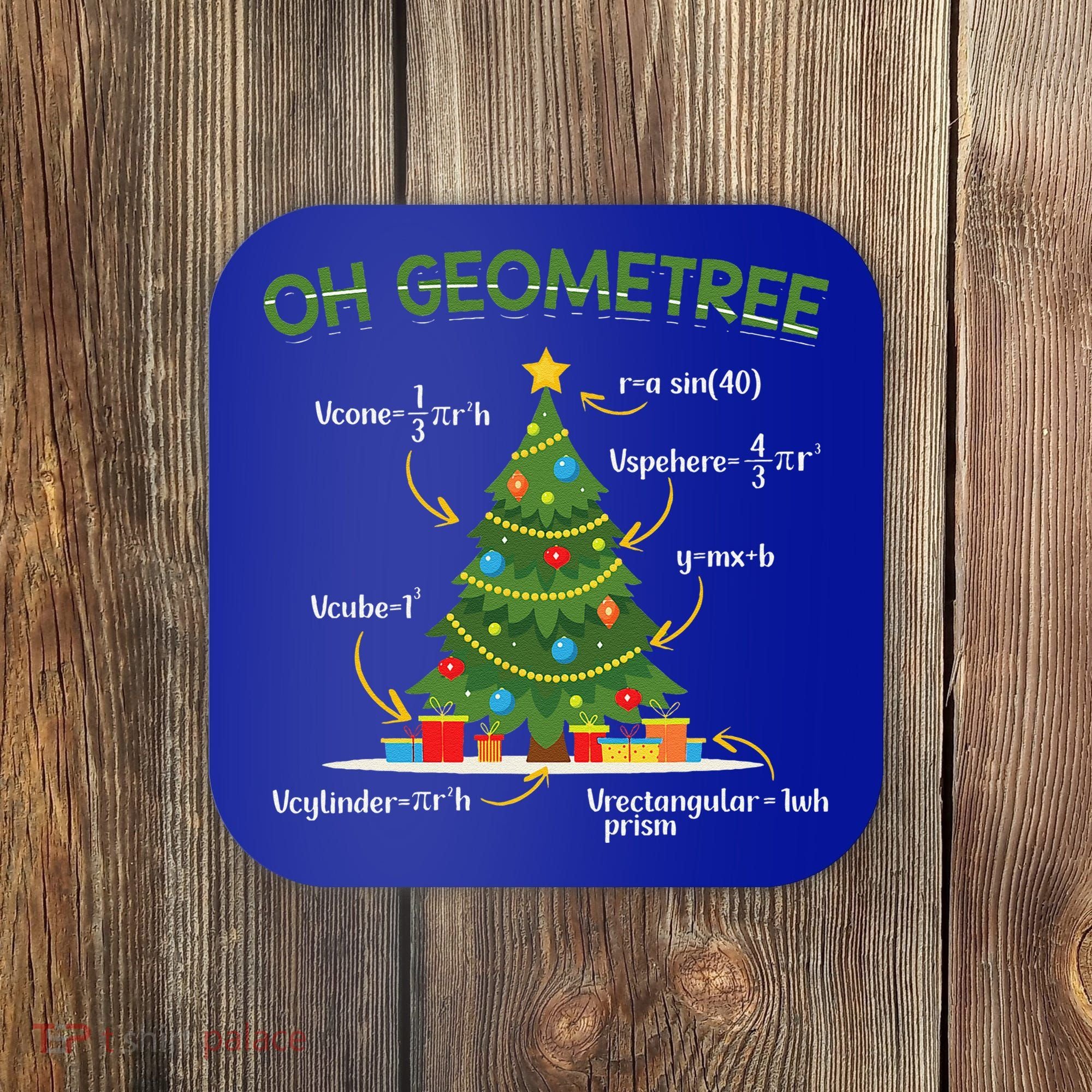 Geometree Christmas Tree Math Lover Mathematician Christmas Coaster