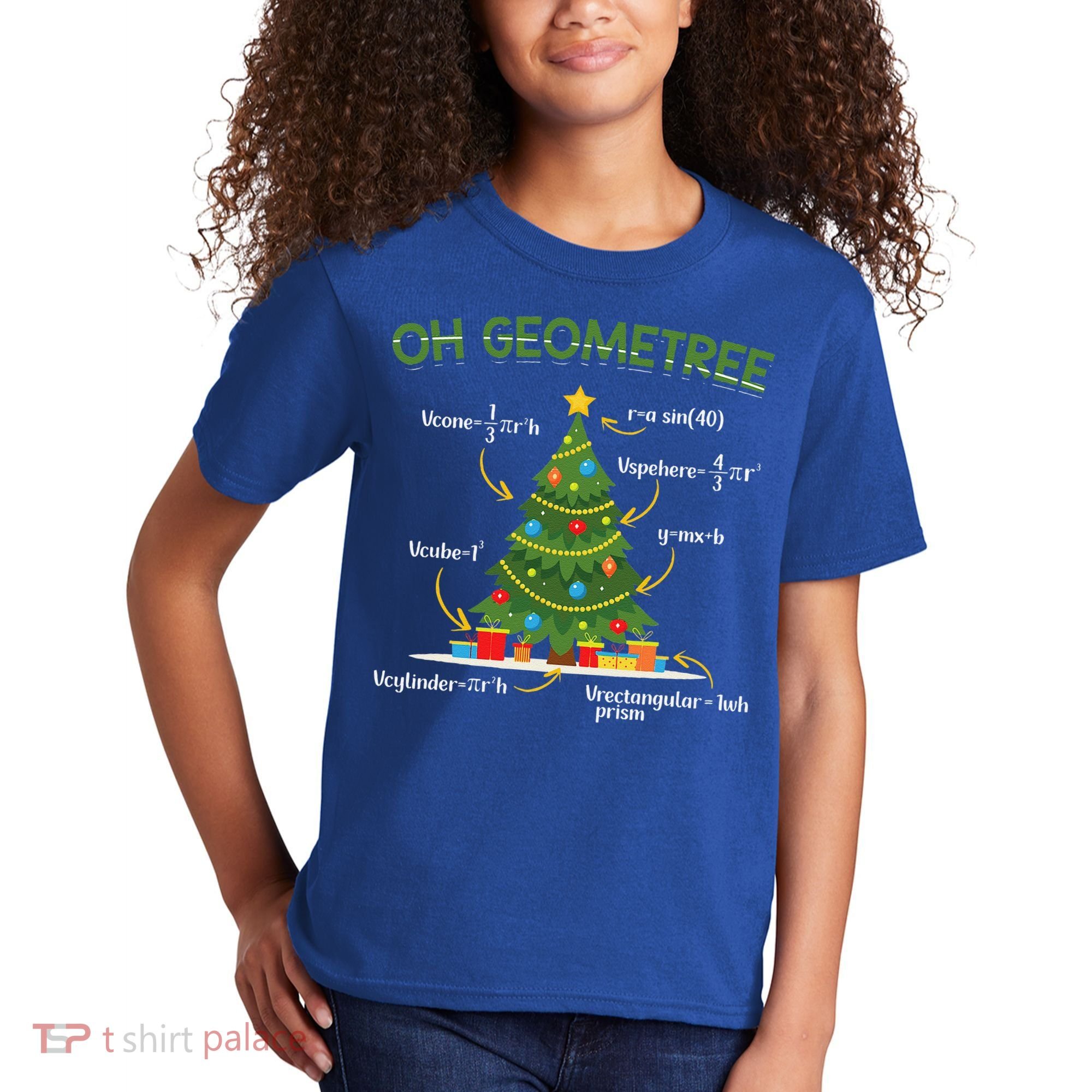 Geometree Christmas Tree Math Lover Mathematician Christmas Kids T-Shirt