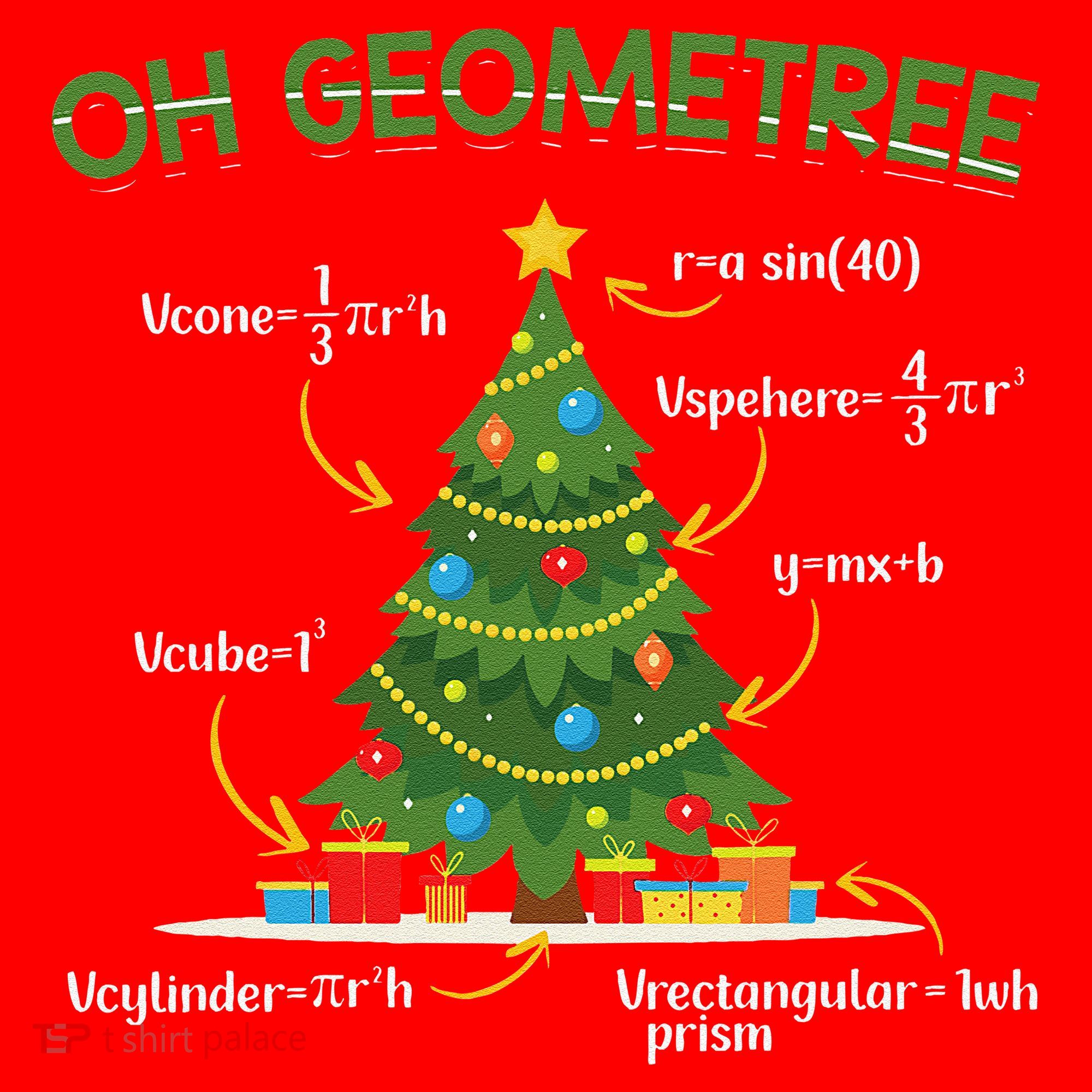 Geometree Christmas Tree Math Lover Mathematician Christmas Santa Hat