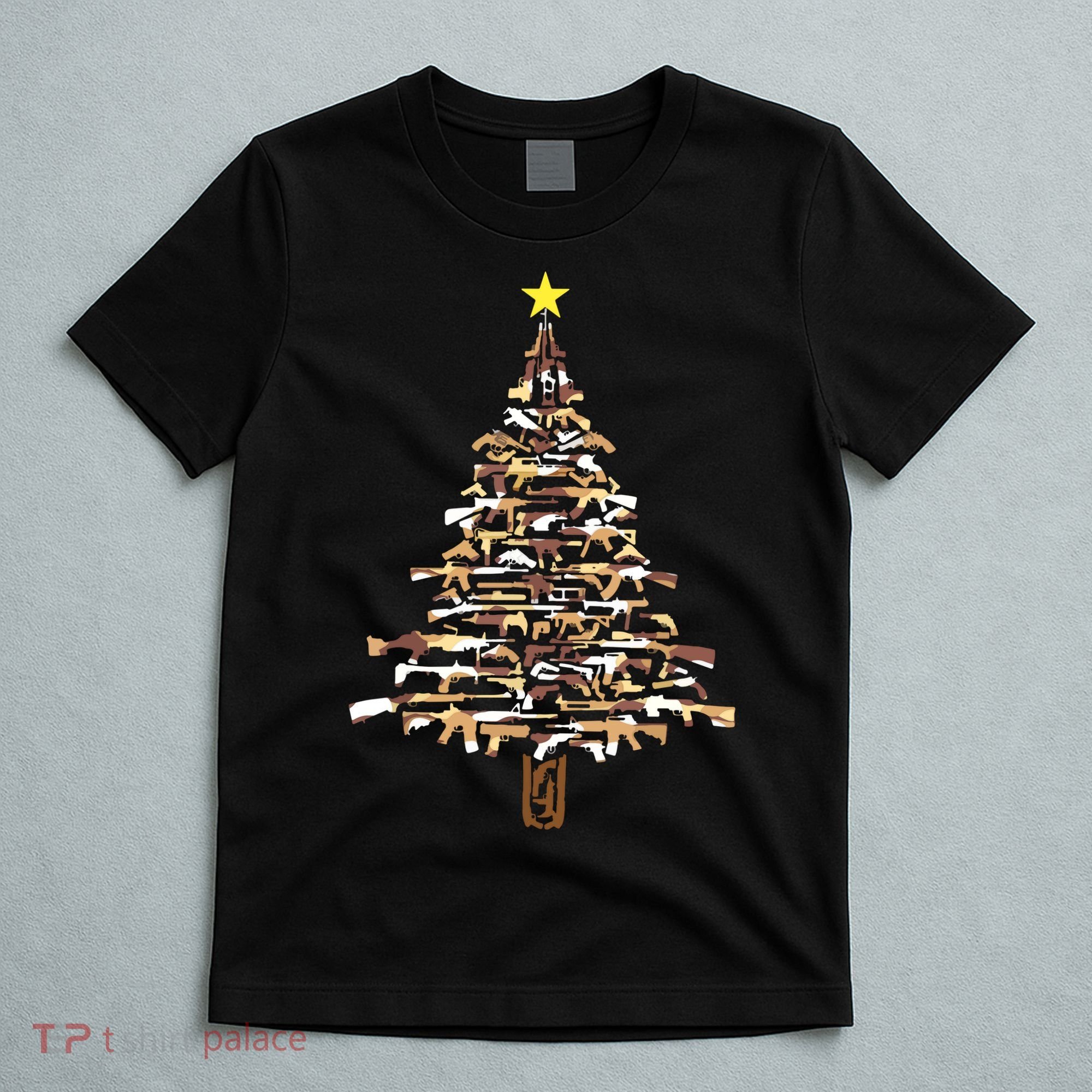 Guns Christmas Tree Camo Print Xmas Gift For Gun Lover T-Shirt