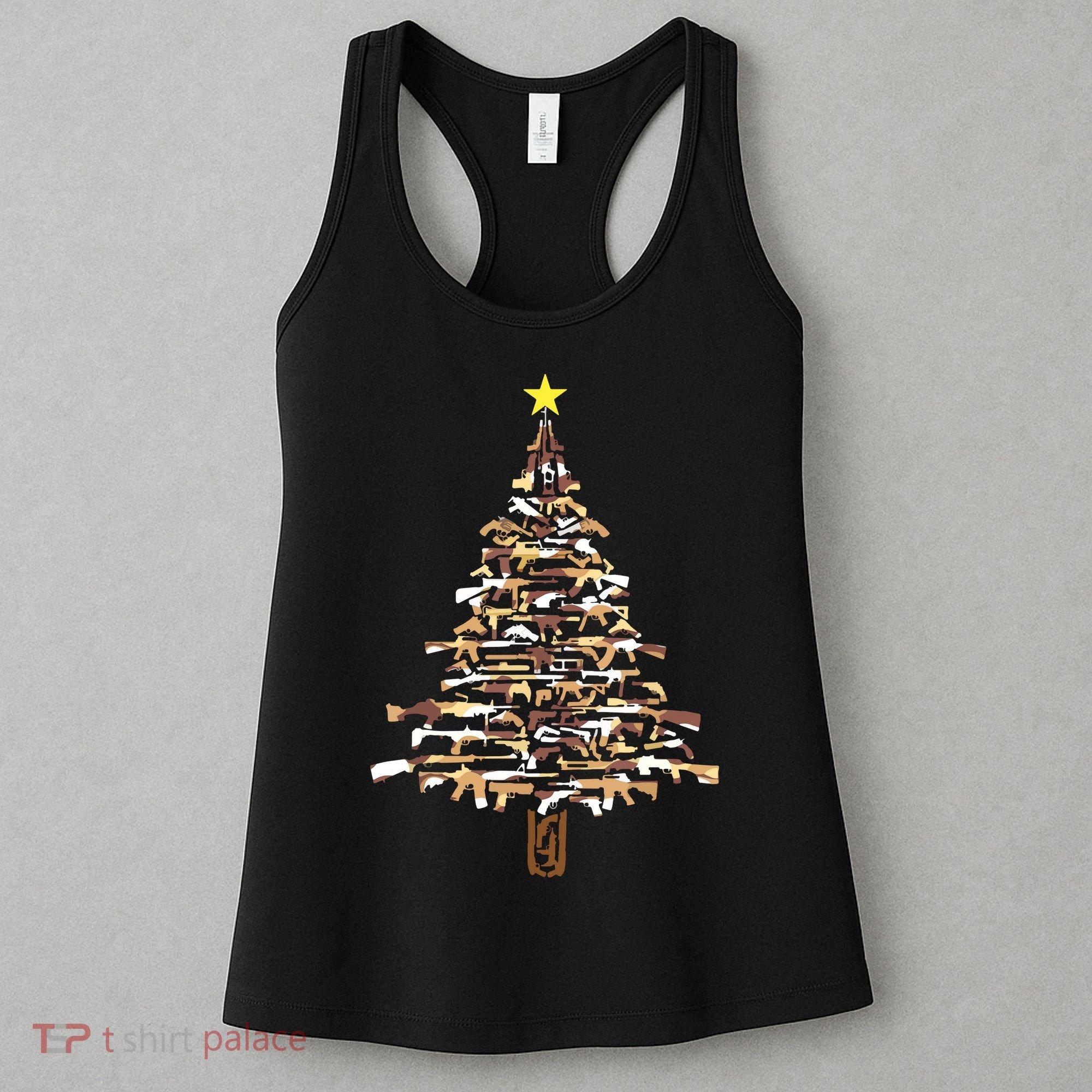 Guns Christmas Tree Camo Print Xmas Gift For Gun Lover Women's Tank Top