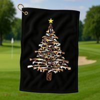 Guns Christmas Tree Camo Print Xmas Gift For Gun Lover Golf Towel thumb 1