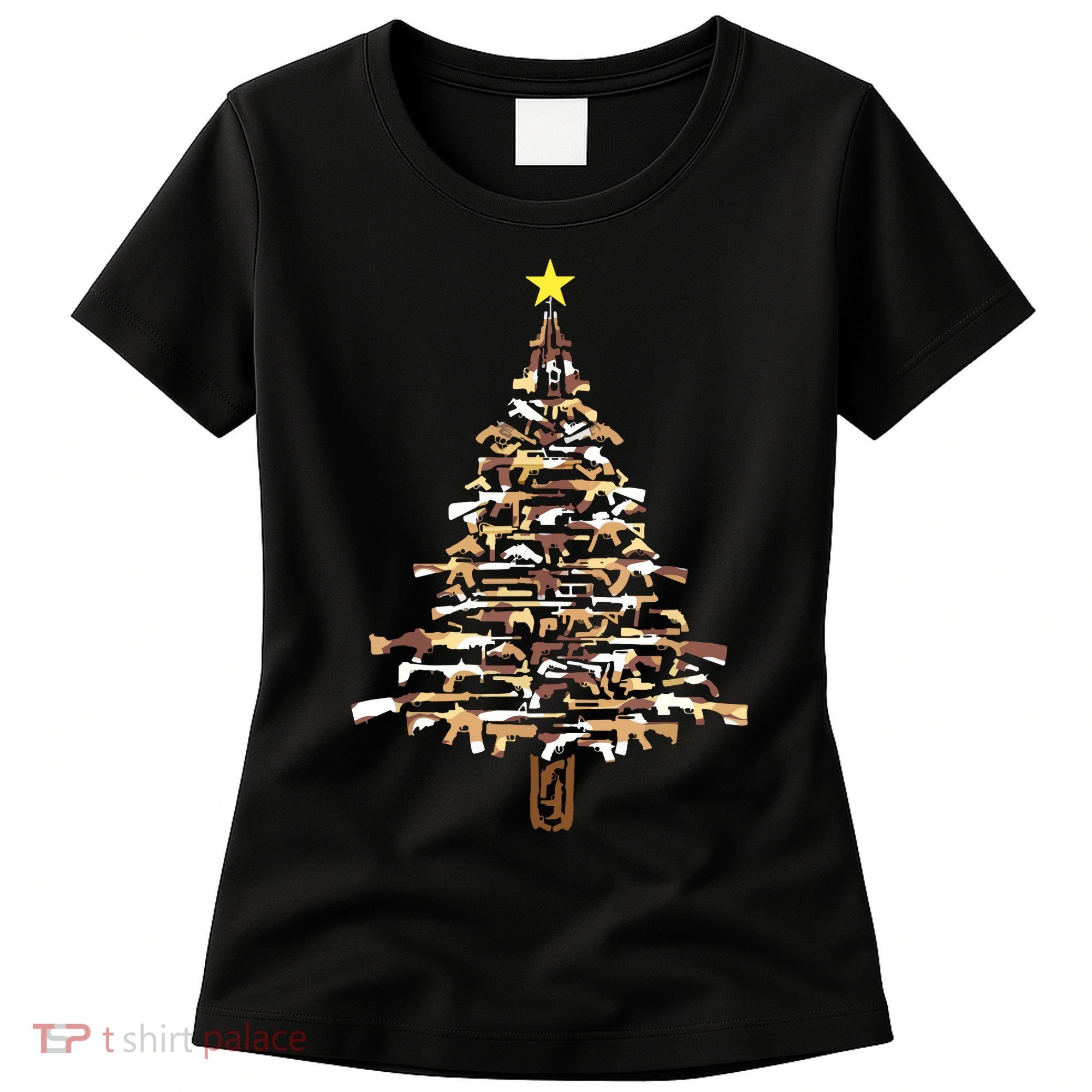 Guns Christmas Tree Camo Print Xmas Gift For Gun Lover Women's T-Shirt