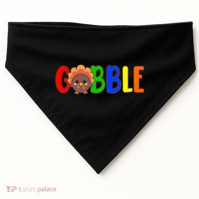 Gobble Colorful Turkey Thanksgiving USA-Made Doggie Bandana