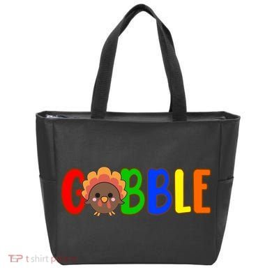 Gobble Colorful Turkey Thanksgiving Tote Bag