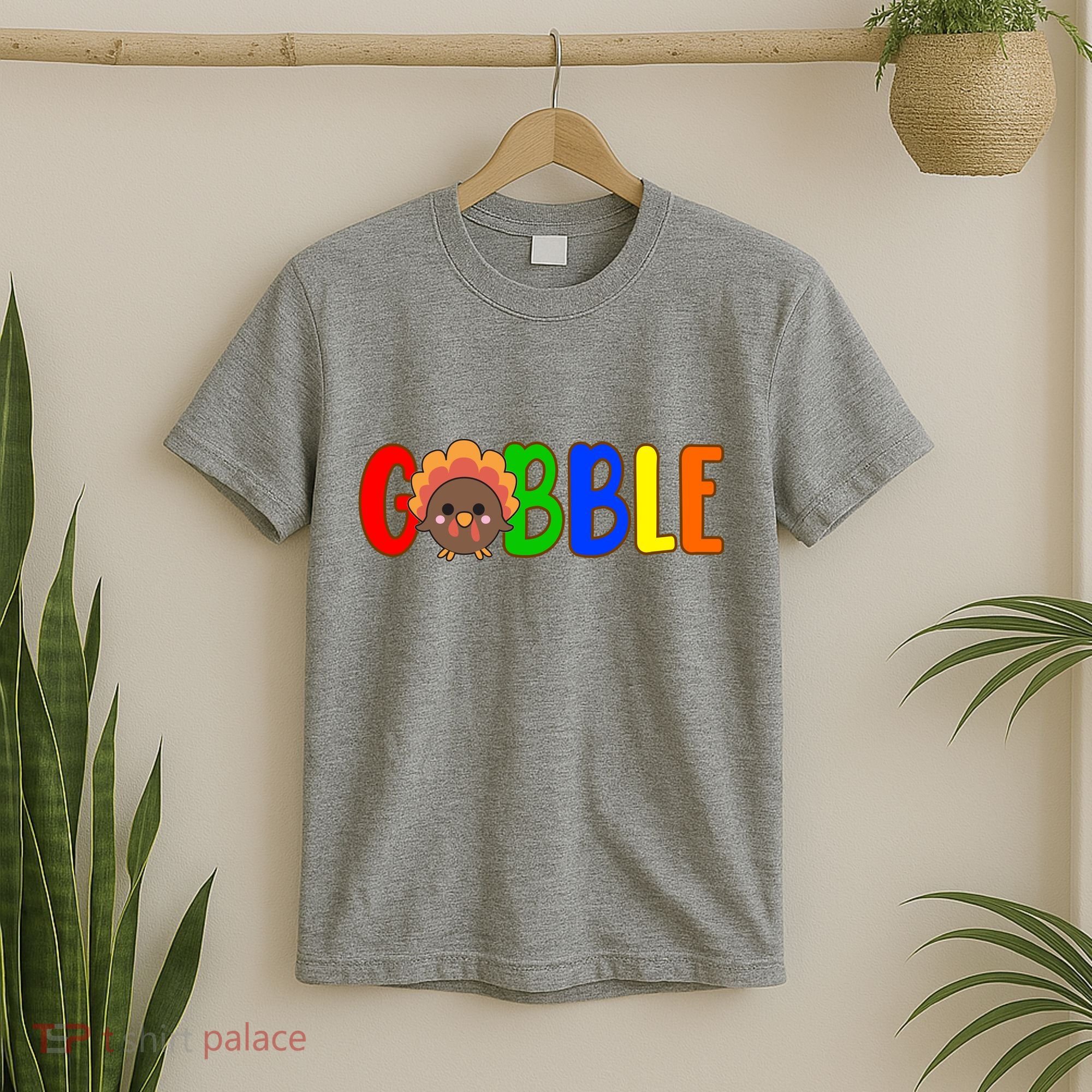 Gobble Colorful Turkey Thanksgiving T-Shirt