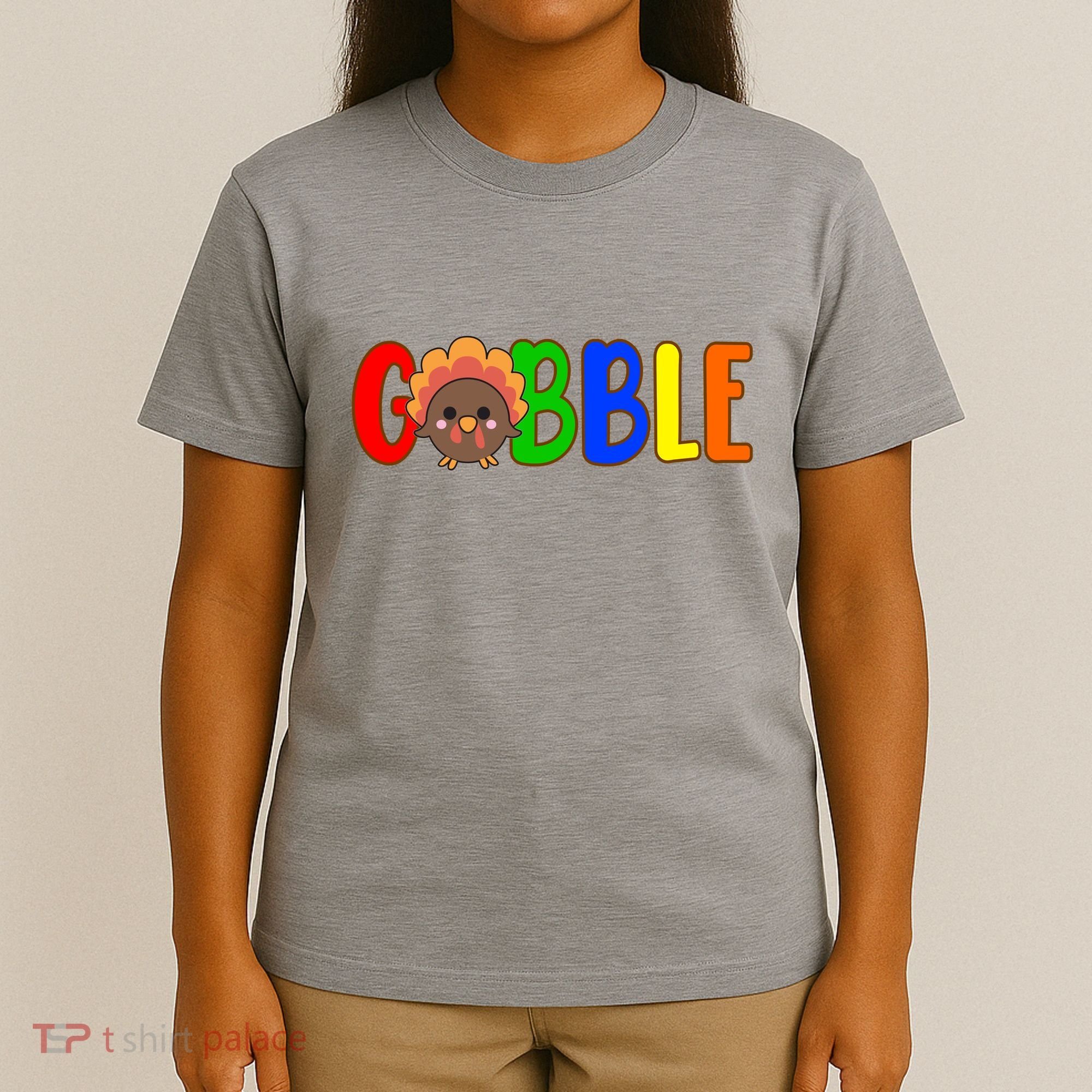 Gobble Colorful Turkey Thanksgiving T-Shirt