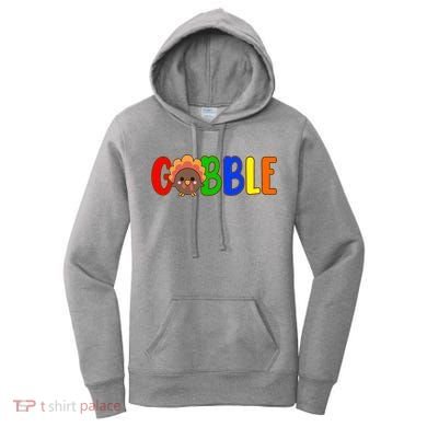 Gobble Colorful Turkey Thanksgiving Women's Hoodie