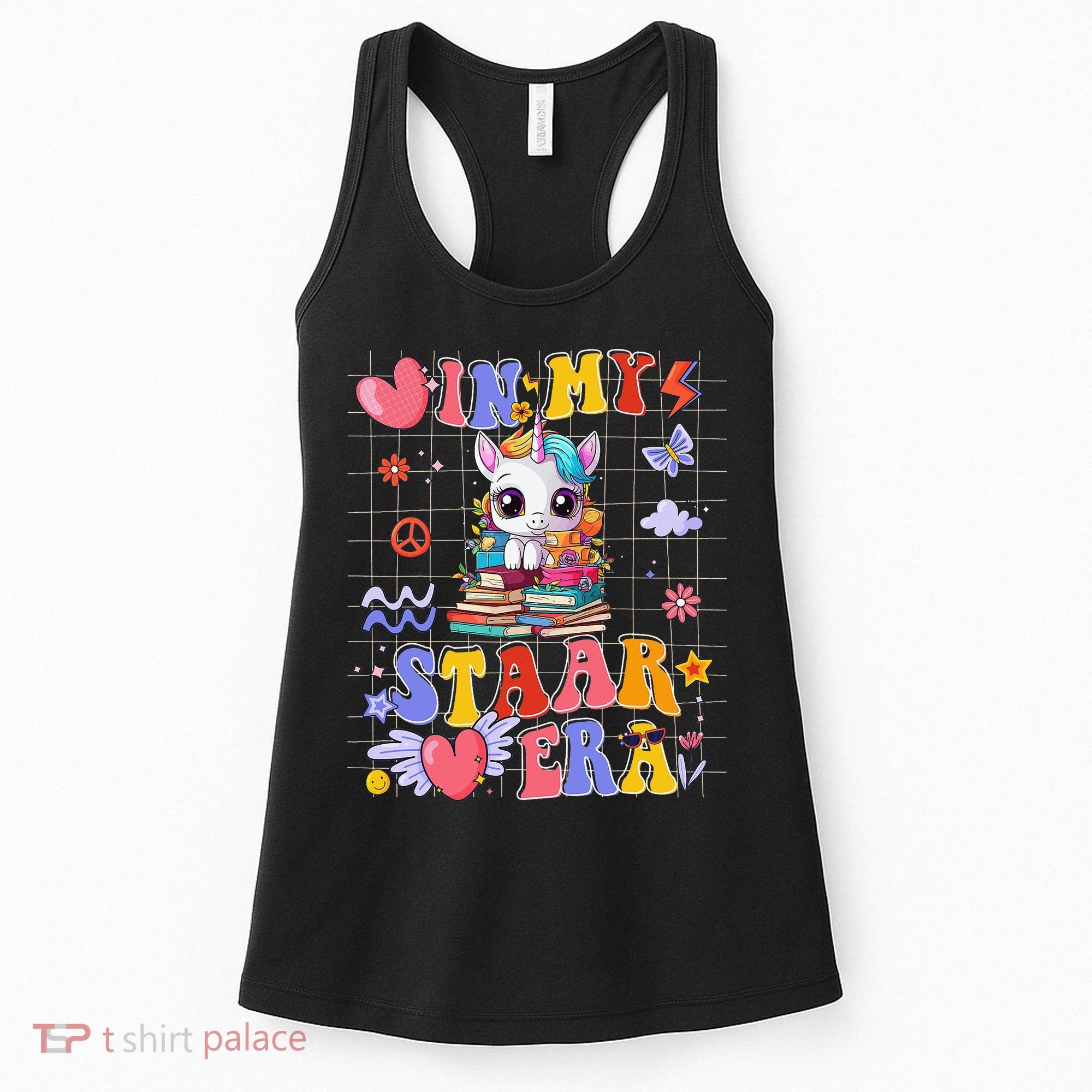 Groovy Cute Unicorn In My Star Era Motivational Test Day Women's Tank Top