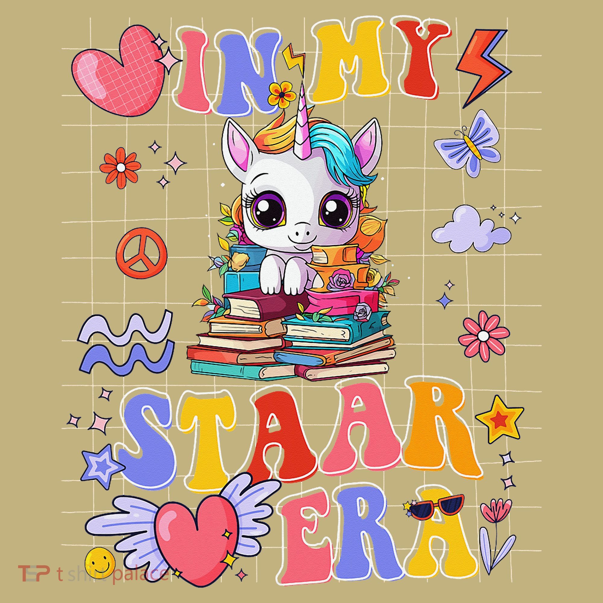 Groovy Cute Unicorn In My Star Era Motivational Test Day T-Shirt