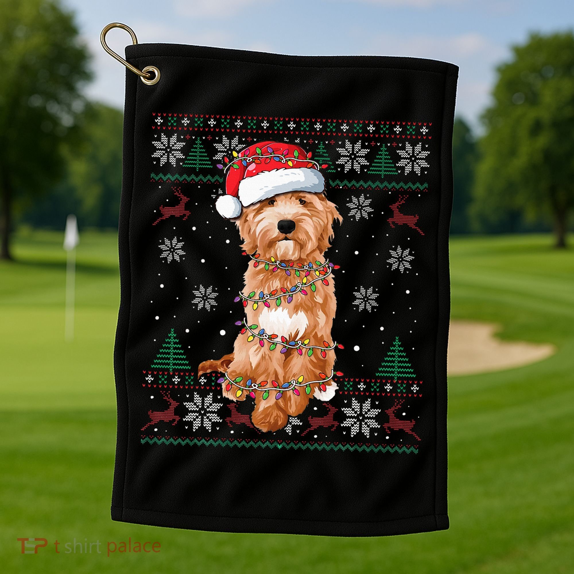 Goldendoodle Christmas Ugly Sweater Funny Dog Lover Xmas Golf Towel