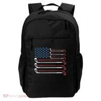 Golf Clubs USA Flag Red White And Blue Backpack thumb 0