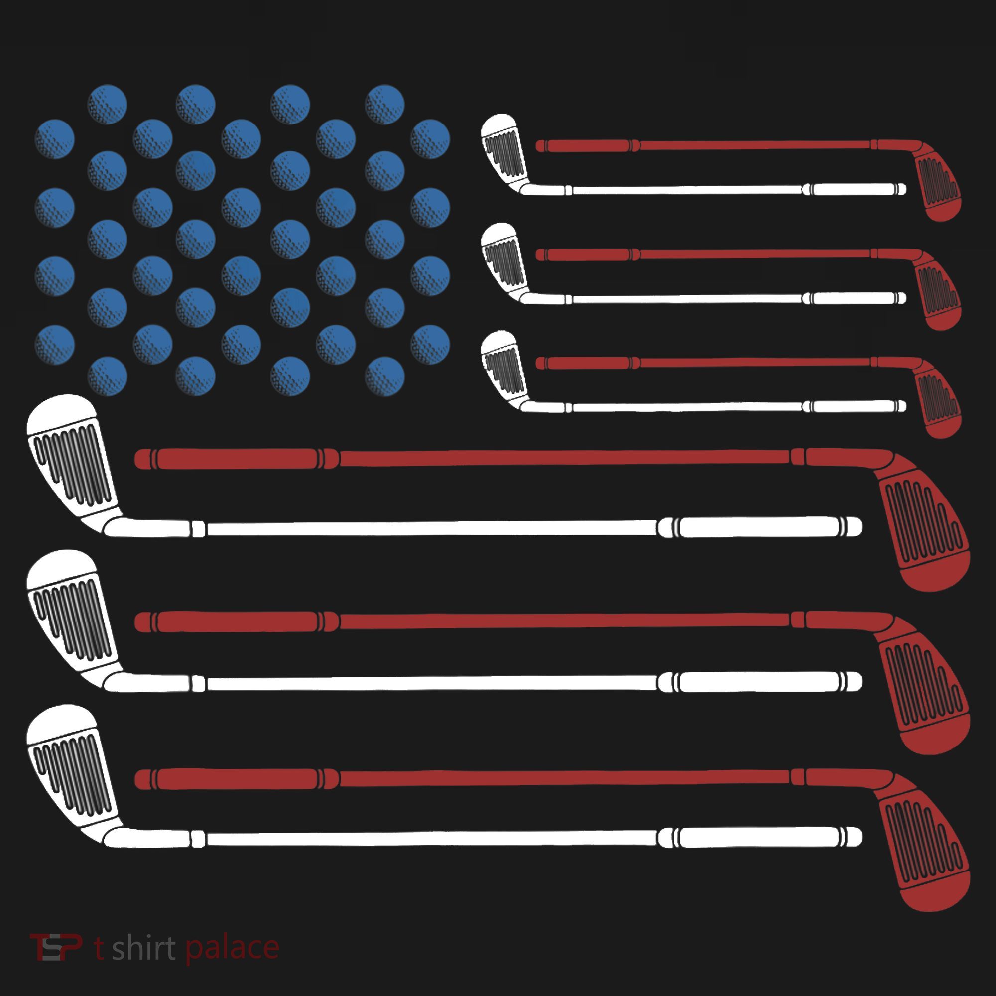 Golf Clubs USA Flag Red White And Blue Ornament