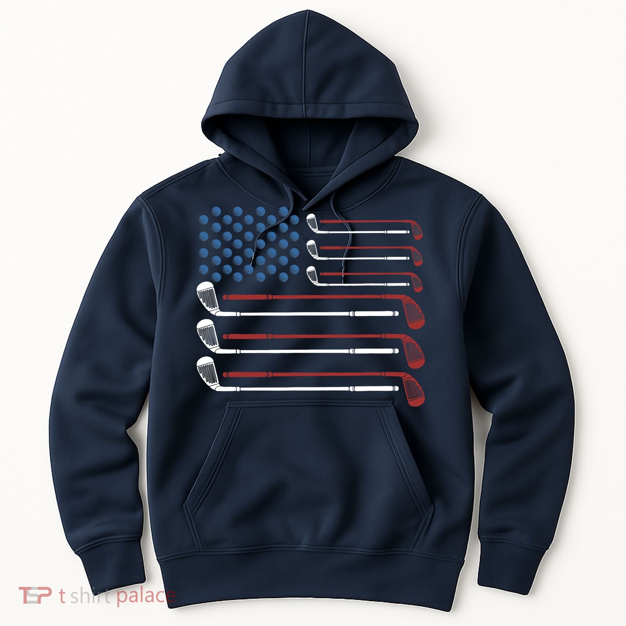 Golf Clubs USA Flag Red White And Blue Hoodie