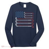 Golf Clubs USA Flag Red White And Blue Long Sleeve Shirt thumb 0