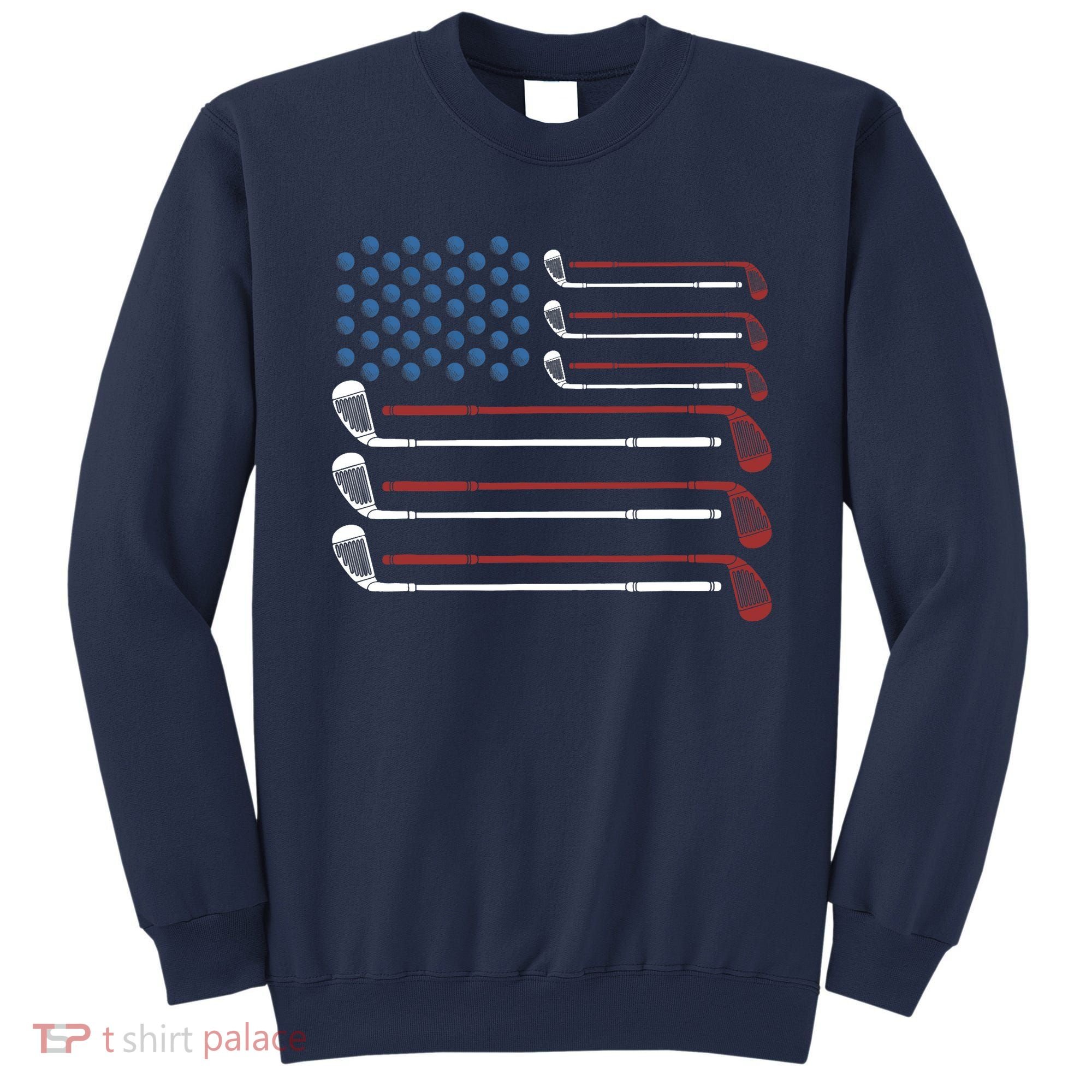 Golf Clubs USA Flag Red White And Blue Sweatshirt