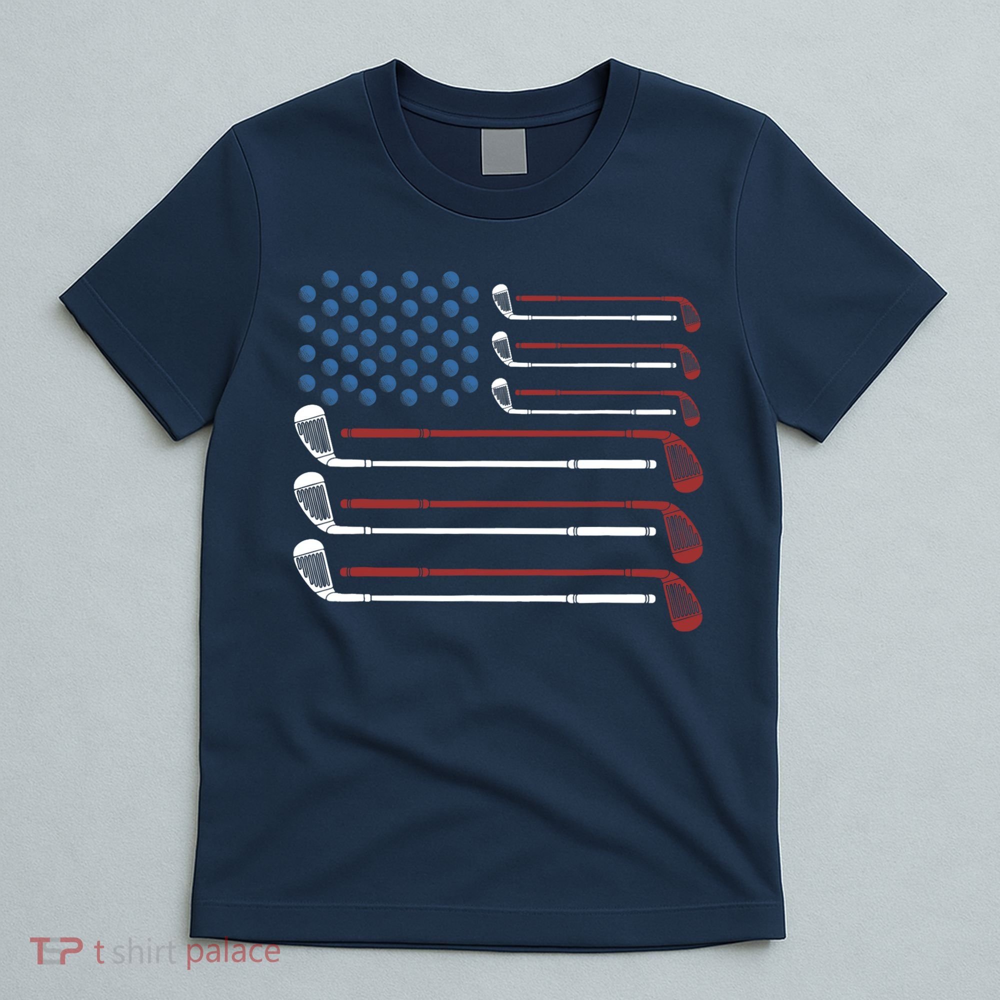 Golf Clubs USA Flag Red White And Blue T-Shirt