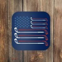 Golf Clubs USA Flag Red White And Blue Coaster thumb 0