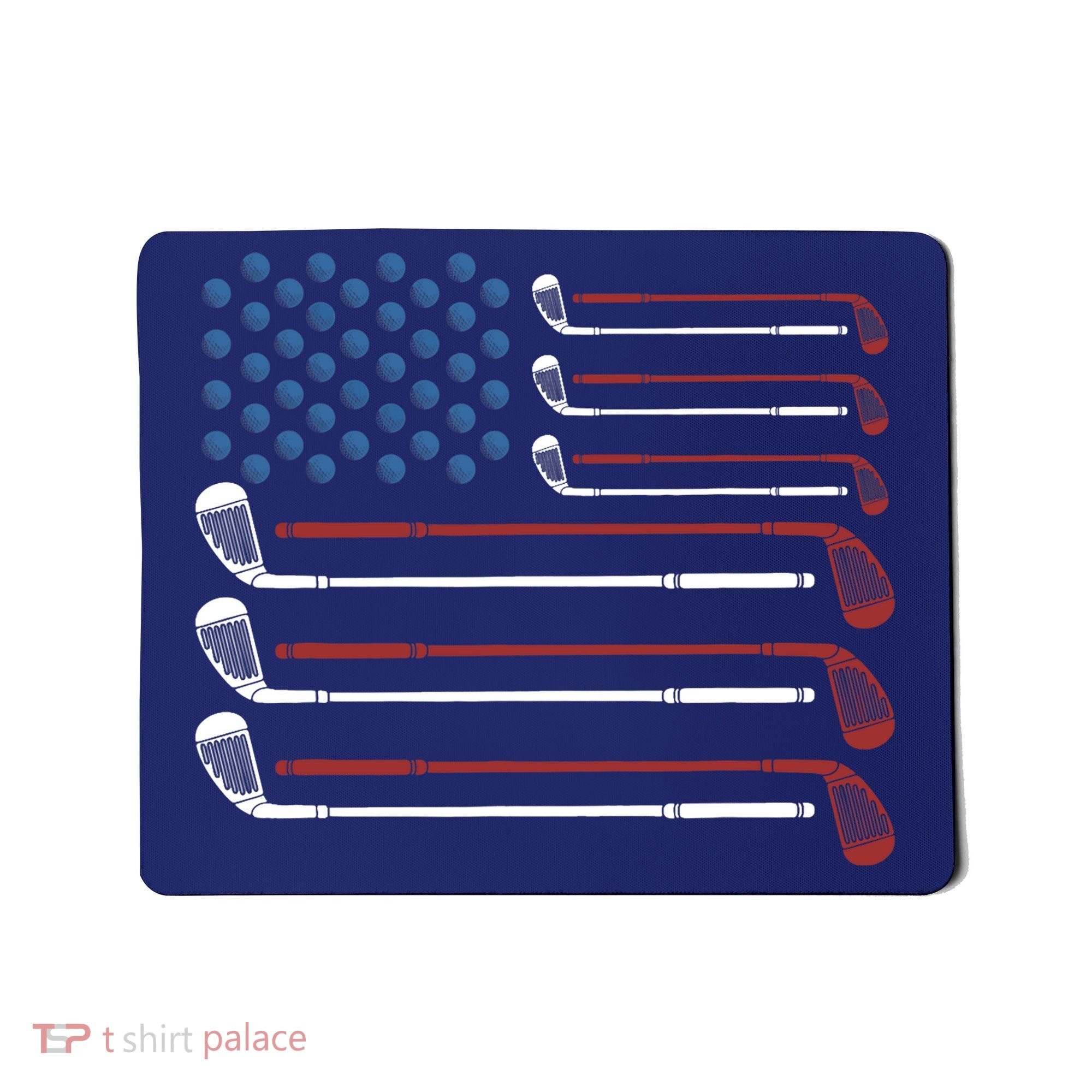 Golf Clubs USA Flag Red White And Blue Mousepad