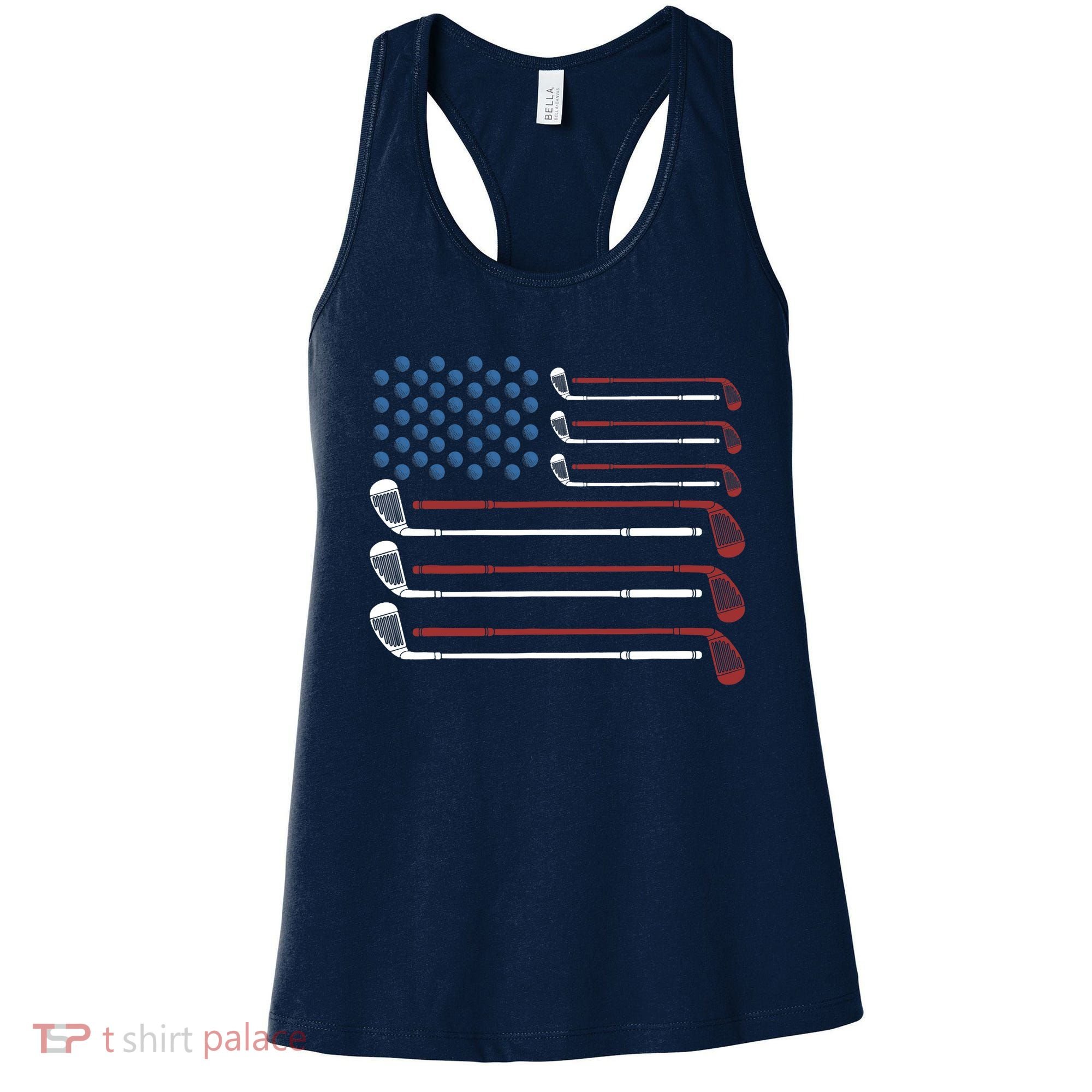 Golf Clubs USA Flag Red White And Blue Women's Tank Top