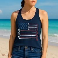 Golf Clubs USA Flag Red White And Blue Women's Tank Top thumb 2