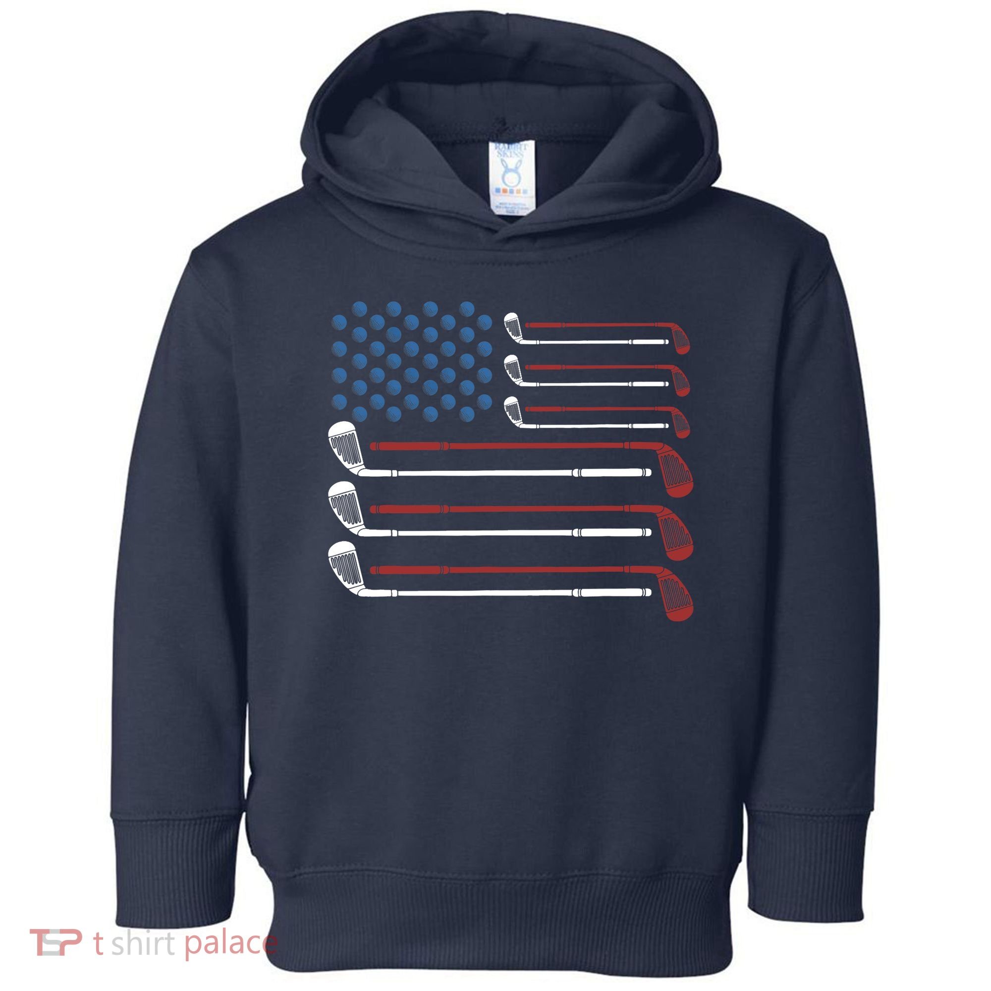 Golf Clubs USA Flag Red White And Blue Toddler Hoodie
