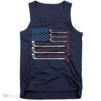 Golf Clubs USA Flag Red White And Blue Tank Top thumb 0