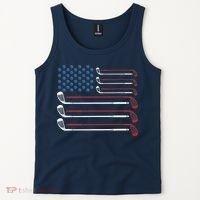 Golf Clubs USA Flag Red White And Blue Tank Top thumb 2