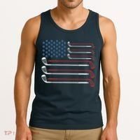 Golf Clubs USA Flag Red White And Blue Tank Top thumb 3