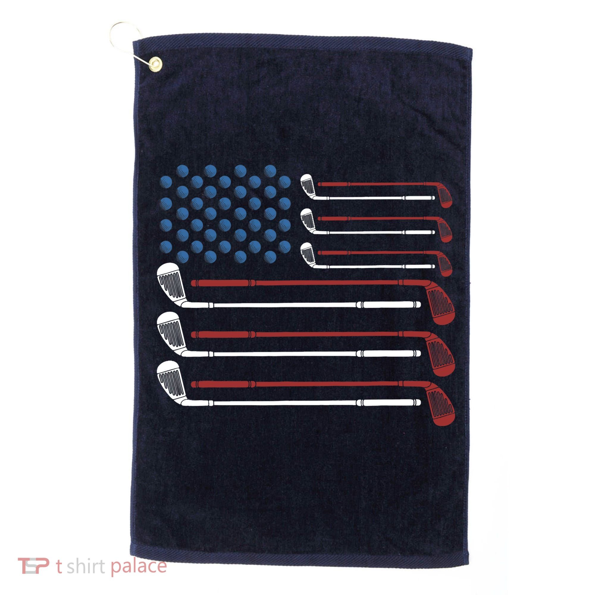 Golf Clubs USA Flag Red White And Blue Golf Towel