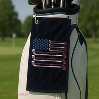 Golf Clubs USA Flag Red White And Blue Golf Towel thumb 2