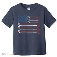 Golf Clubs USA Flag Red White And Blue Toddler T-Shirt thumb 0