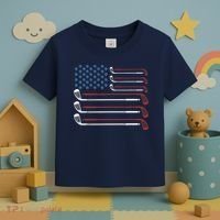 Golf Clubs USA Flag Red White And Blue Toddler T-Shirt thumb 3